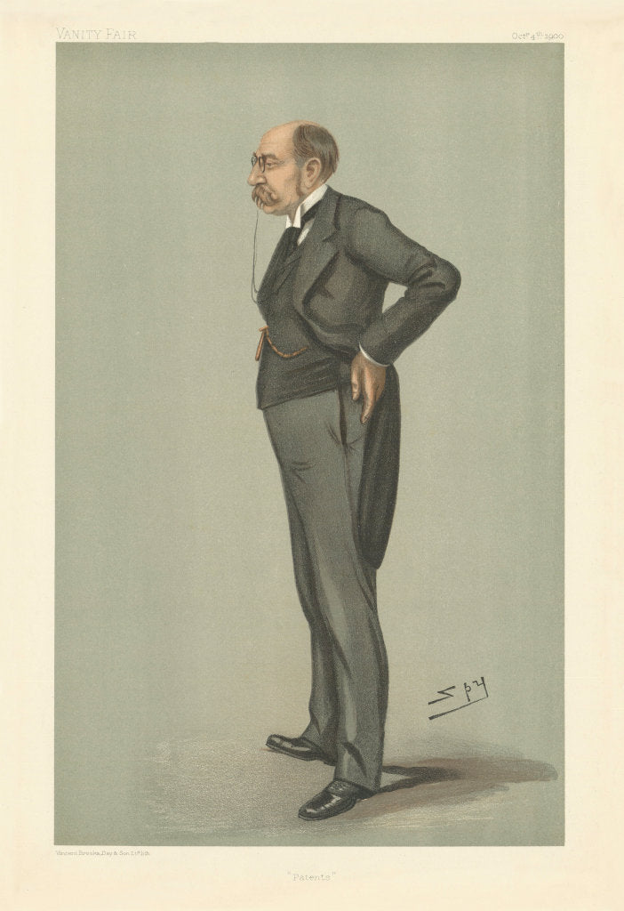 VANITY FAIR SPY CARTOON John Fletcher Moulton QC 'Patents' 1900 old print